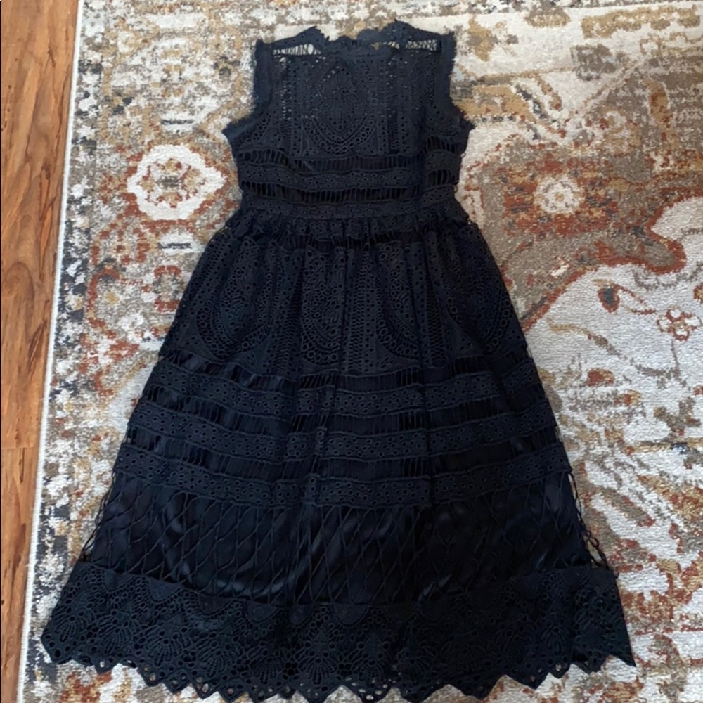 (Sold) boohoo Crochet High Neck Midi Dress Black 4 - Picture 8 of 11